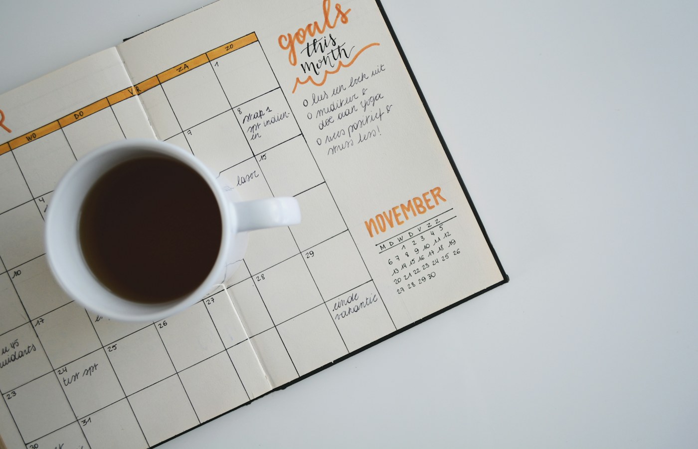 A weekly planner open to a study schedule
